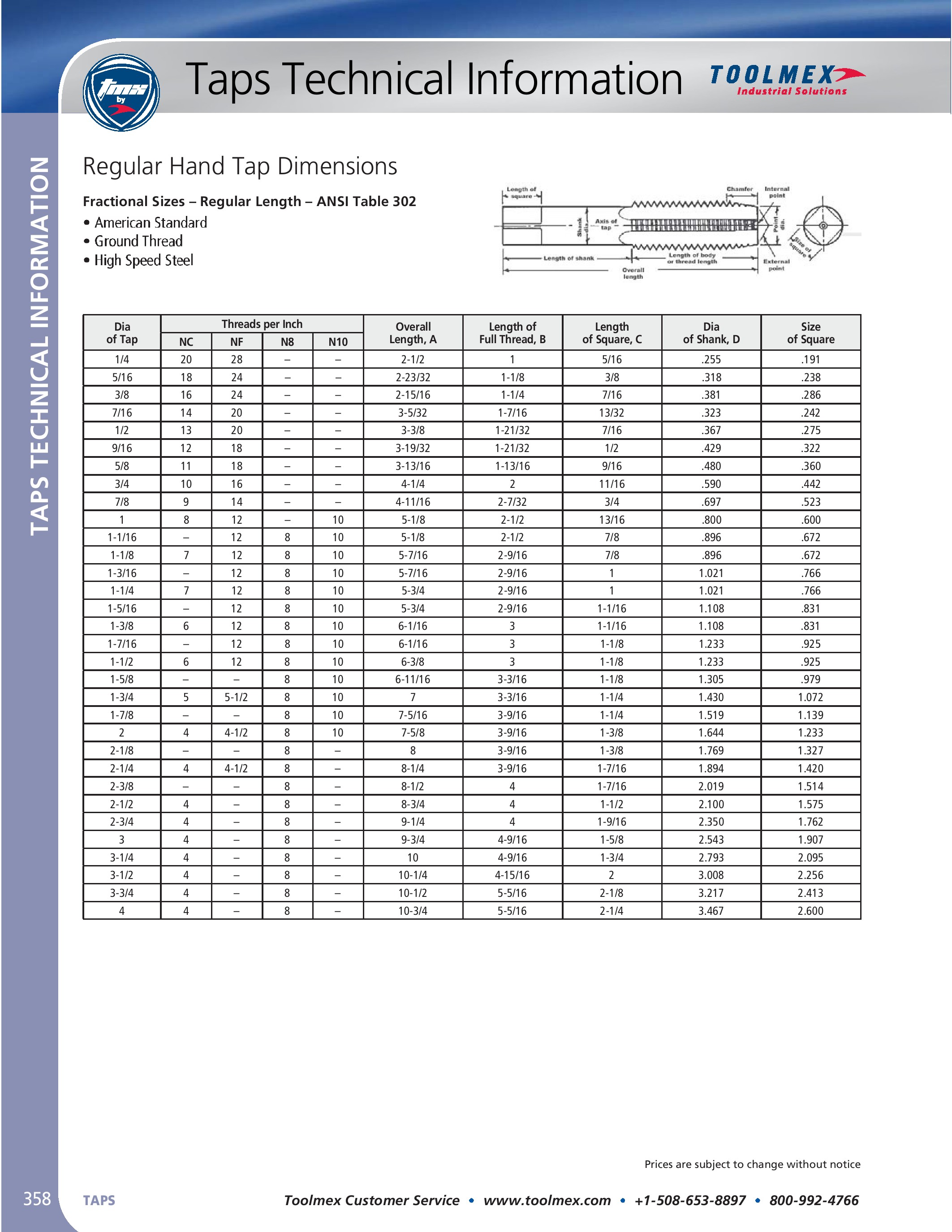 Interstate - 1-8 Plug RH 3B H4 Bright High Speed Steel 4-Flute Straight