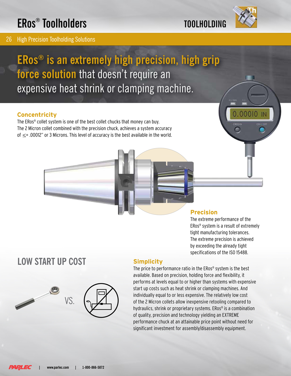 BT30 Taper Shank ERos®11 (ER11 On Size) Collet Chuck 3.94"Gage Length
