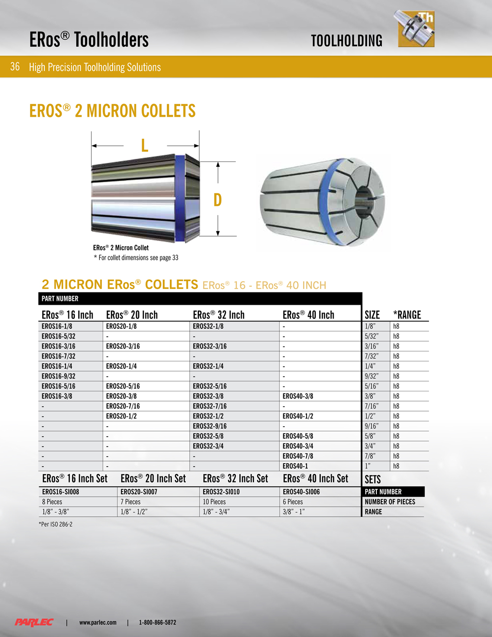 BT30 Taper Shank ERos®11 (ER11 On Size) Collet Chuck 3.94"Gage Length