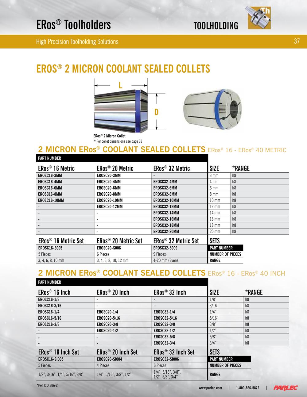 BT30 Taper Shank ERos®11 (ER11 On Size) Collet Chuck 3.94"Gage Length