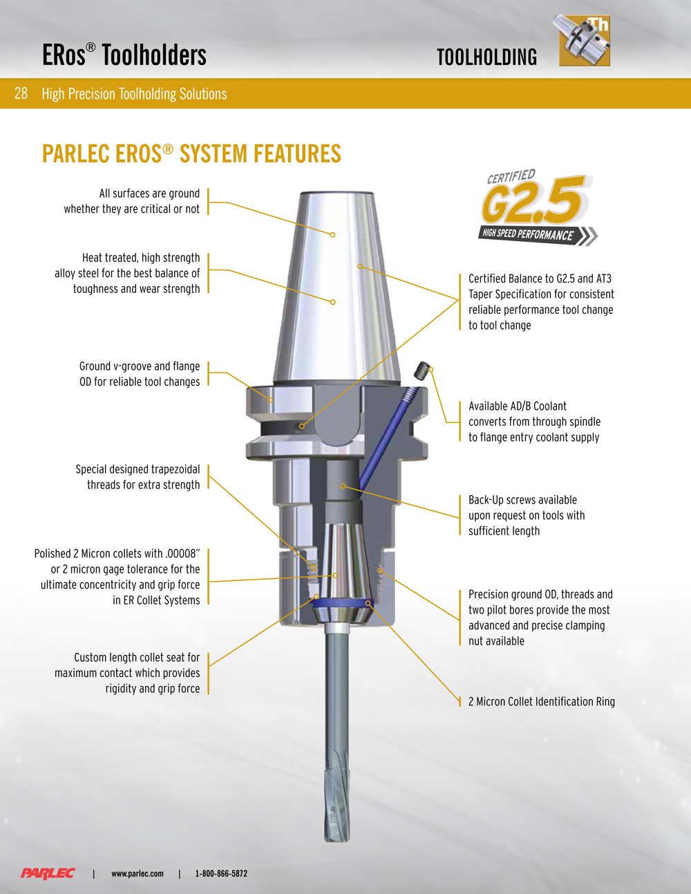 BT30 Taper Shank ERos®11 (ER11 On Size) Collet Chuck 3.94"Gage Length