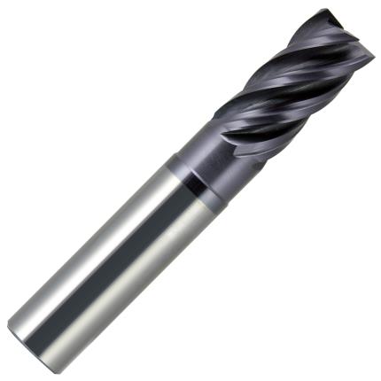 1/4" 5 Flute Long Carbide End Mill .015 Corner Radius AlCrN Coated - USA Made