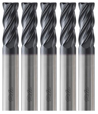 5 Packs-YGBasiX 4 Flute Multi-Helix Carbide End Mills