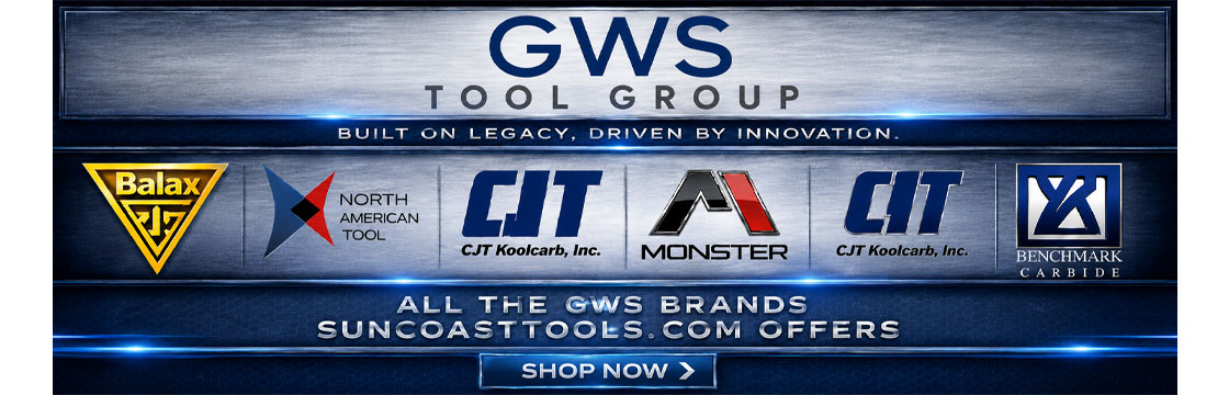 GWS Tool Group brands including Balax, North American Tool, CJT Koolcarb, Monster Tool, and Benchmark Carbide available at SuncoastTools Florida industrial cutting tools supplier