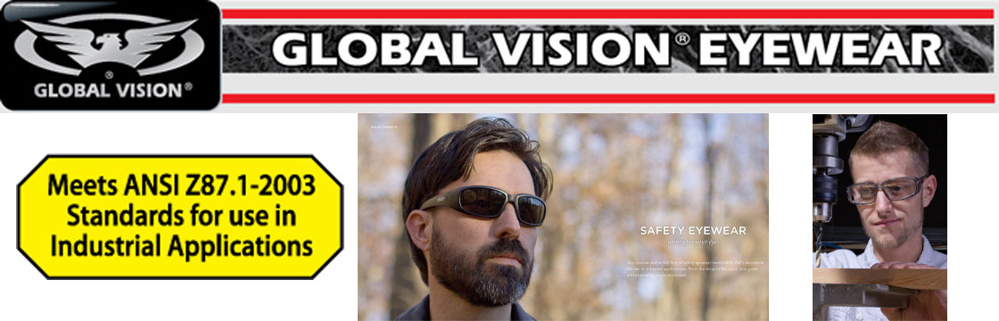Contender Safety Glasses Smoke Lens BlackFrame Z87.1 Global Vision ICONTENSM 