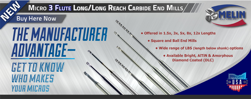 Melin 3 Flute Mini Carbide End Mills On Sale