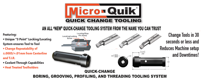 QBT-050500X Micro 100 1.500 AlTiN Coated Right Hand Quick Change Boring Tool.050 Bore Dia.500 Bore Depth.005 An 