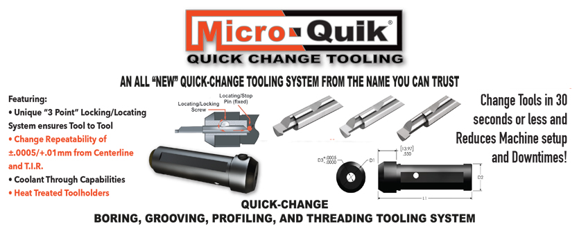 4.8 mm 0.180 Solid Carbide Tool Projection 4.6 mm 0.43 mm Groove Width 0.1875 1.5 Minimum Bore Diameter 0.76 mm Maximum Bore Depth 0.250 Shank Diameter Micro 100 QRR-017-4 Quick Change Retaining Ring Grooving Tool 6.4 mm 0.030 0.017