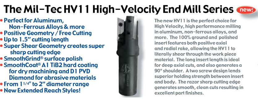 The Mil-Tec HV11 High-Velocity End Mill Series The Mil-Tec HV11 High-Velocity End Mill Series