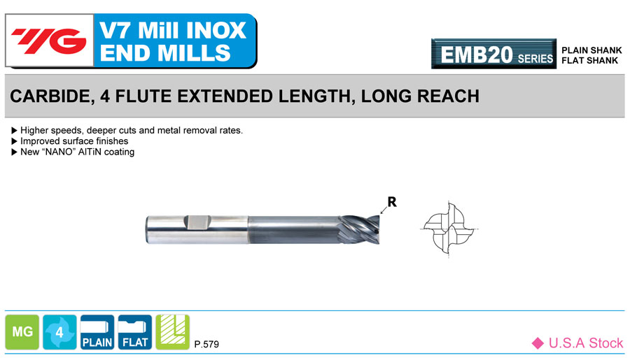 YG1 V7 Extended Reach Carbide End Mills