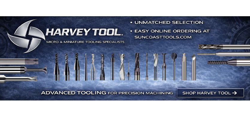 Harvey Tool miniature end mills and micro carbide cutting tools for precision machining, in stock and ready to ship from Suncoast Tools