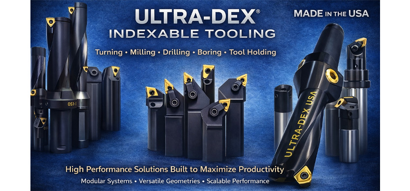 YUltra-Dex indexable tooling systems featuring turning tools drills boring bars and tool holders for high performance metalworking applications made in USA